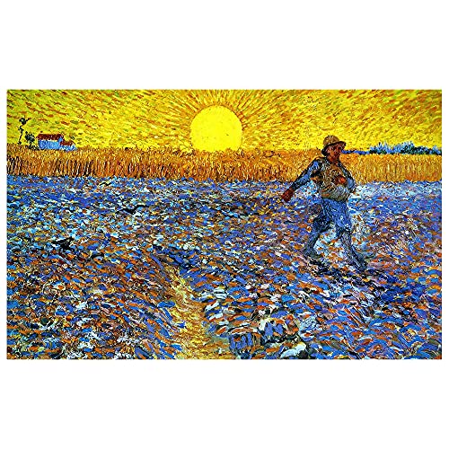 Legendarte - Kunstdruck auf Leinwand - Sämann bei untergehender Sonne Vincent Van Gogh - Wanddeko, Canvas cm. 50x80 von Legendarte