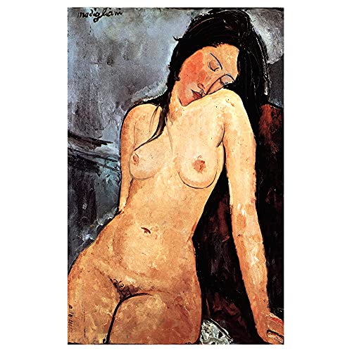 Legendarte - Kunstdruck auf Leinwand - Sitzender weiblicher Akt Amedeo Modigliani - Wanddeko, Canvas cm. 50x80 von Legendarte