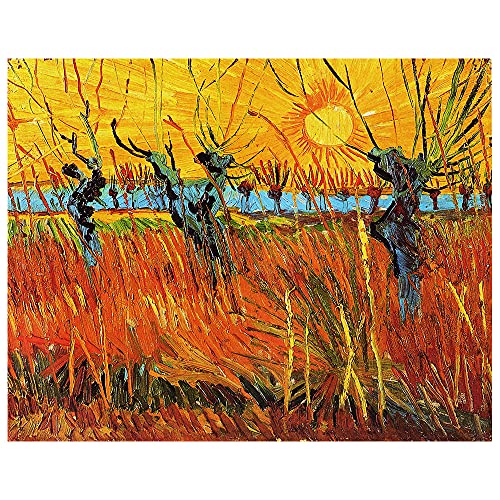 Legendarte - Kunstdruck auf Leinwand - Weiden bei Sonnenuntergang Vincent Van Gogh - Wanddeko, Canvas cm. 50x60 von Legendarte