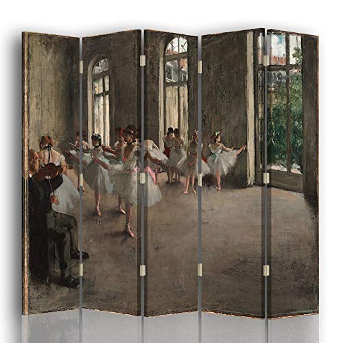 Legendarte - Paravant, Raumteiler Rehearsal - Edgar Degas - Dekorativer Raumtrenner cm. 180x170 (5 x) von Legendarte