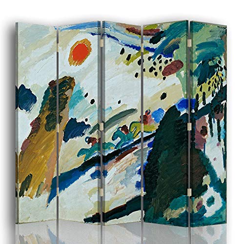 Legendarte - Paravant, Raumteiler Romantische Landschaft - Wassily Kandinsky - Dekorativer Raumtrenner cm. 180x170 (5 x) von Legendarte