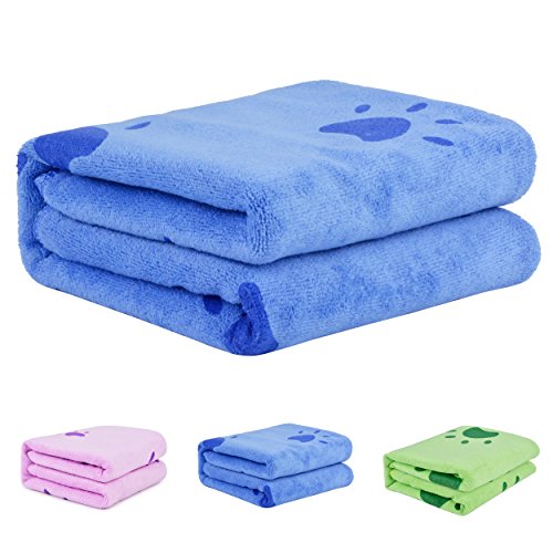 Legendog Handtuch Hunde, Großer Weich Hundehandtuch Hunde Bademantel Microfiber Schnelltrocknend Warm Haustierhandtuch für Hunde Katzen 140 * 70 cm (Blau) von Legendog