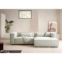 LeGer Home by Lena Gercke Ecksofa "PIARA mit Kedernaht in Cord oder Leinenoptik, moderne Couch in L-Form", wahlweise Ottomane rechts/links, schwarze Füße, bequemer Sitzkomfort von Leger Home By Lena Gercke