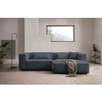 LeGer Home by Lena Gercke Ecksofa "PIARA mit Kedernaht in Cord oder Leinenoptik, moderne Couch in L-Form", wahlweise Ottomane rechts/links, schwarze Füße, bequemer Sitzkomfort von Leger Home By Lena Gercke