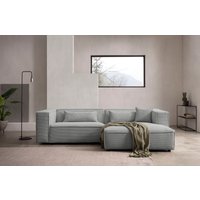 LeGer Home by Lena Gercke Ecksofa "PIARA mit Kedernaht in Cord oder Leinenoptik, moderne Couch in L-Form", wahlweise Ottomane rechts/links, schwarze Füße, bequemer Sitzkomfort von Leger Home By Lena Gercke