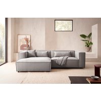 LeGer Home by Lena Gercke Ecksofa "PIARA mit Kedernaht in Cord oder Leinenoptik, moderne Couch in L-Form", wahlweise Ottomane rechts/links, schwarze Füße, bequemer Sitzkomfort von Leger Home By Lena Gercke