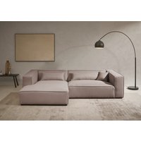 LeGer Home by Lena Gercke Ecksofa "PIARA XXL, Big-Sofa in Cord oder Leinenoptik, L-Form, mit Kedernaht", wahlweise Ottomane rechts/links, schwarze Füße, extra tiefe Sitzfläche von Leger Home By Lena Gercke