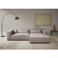 LeGer Home by Lena Gercke Ecksofa "PIARA XXL, Big-Sofa in Cord oder Leinenoptik, L-Form, mit Kedernaht", wahlweise Ottomane rechts/links, schwarze Füße, extra tiefe Sitzfläche von Leger Home By Lena Gercke