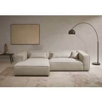 LeGer Home by Lena Gercke Ecksofa "PIARA XXL, Big-Sofa in Cord oder Leinenoptik, L-Form, mit Kedernaht", wahlweise Ottomane rechts/links, schwarze Füße, extra tiefe Sitzfläche von Leger Home By Lena Gercke