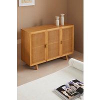 LeGer Home by Lena Gercke Kommode "Lina, TOPSELLER", (Sideboard, Melinoberflächen), Mit Rattan Einsatz, 4 Innenfächer, teilmassiv von Leger Home By Lena Gercke