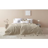 LeGer Home by Lena Gercke Tagesdecke "Maditha", mit feiner Streifensteppung, hautfreundliche Stoffqualität, hergestellt aus 99% Baumwolle & 1% Polyester, Farbe: beige, hellgrau & anthrazit, unterstützt Cotton Made in Afrika von Leger Home By Lena Gercke