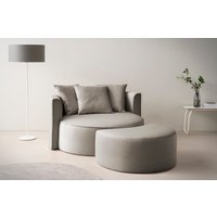 LeGer Home by Lena Gercke XXL-Sessel "ISALIE, Rundsessel mit Hocker, Lesesessel, Loveseat, Big-Sessel", (Set), trendige Stoffe, 3 Zierkissen, große Sitzfläche, Cord, Samt, Bouclé von Leger Home By Lena Gercke
