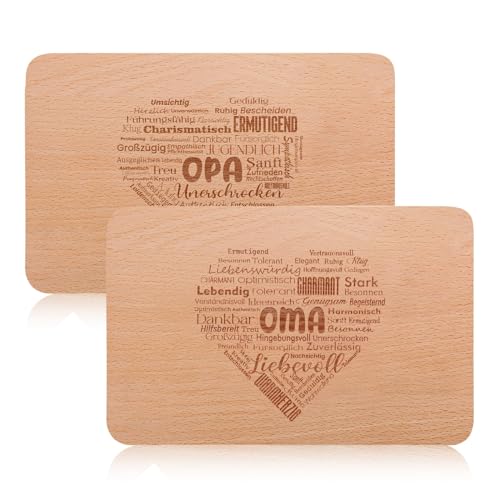 2er Set Geschenkidee für Oma und Opa mit Gravur - Frühstücksbrettchen holz als Weihnachtsgeschenke - Komplimente der Liebe von Legezon