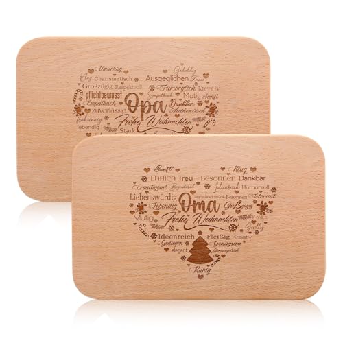 2er Set Geschenkidee für Oma und Opa mit Gravur - Frühstücksbrettchen holz als Weihnachtsgeschenke - Weihnachtslob von Legezon