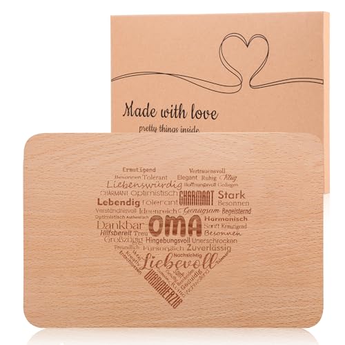 Geschenkidee für Oma mit Gravur - Frühstücksbrettchen holz als Weihnachtsgeschenke - Komplimente der Liebe von Legezon