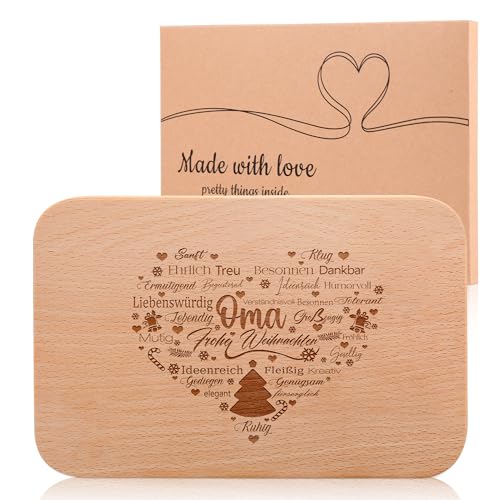 Geschenkidee für Oma mit Gravur - Frühstücksbrettchen holz als Weihnachtsgeschenke - Weihnachtslob von Legezon