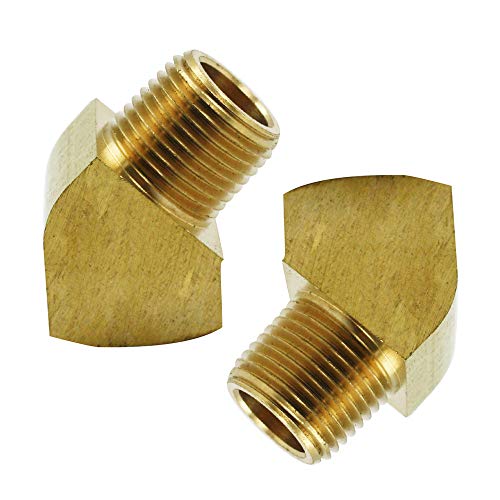 Legines 45 Grad Straßenbogen 1/8 Zoll NPT Außengewinde x 1/8 Zoll NPT Innengewinde Messing Rohrverschraubung (2 Stück) von Legines