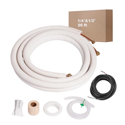 Mini-Split-Leitungs-Set, 6,3 cm und 1,27 cm Außendurchmesser, Kupferrohre und 0,95 cm weiße, verdickte PE-Isolationsspule, für Mini-Split-Klimaanlagen oder Heizungspumpen und HVAC mit ausgestellten Mini-Split-Leitungs-Set, 6,3 cm und 1,27 cm Außendurchmesser, Kupferrohre und 0,95 cm weiße, verdickte PE-Isolationsspule, für Mini-Split-Klimaanlagen oder Heizungspumpen und HVAC mit ausgestellten von Legines