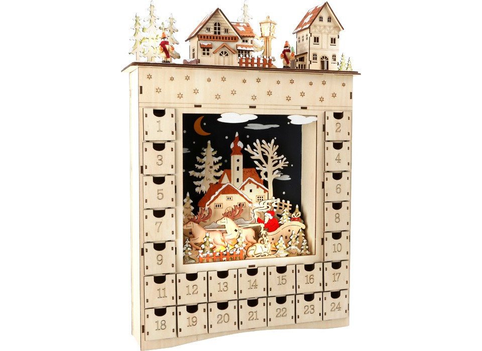 Legler Adventskalender Small foot 10215 - Adventskalender Wintertraum mit Beleuchtung, Hol... von Legler