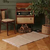 Beige Öko-Wollteppich - Schlafzimmerteppich, Handgefertigter Teppich Für Die Treppe, Handgefertigte Teppiche, Hochwertiger Wolle-Treppenläufer von LegloHome