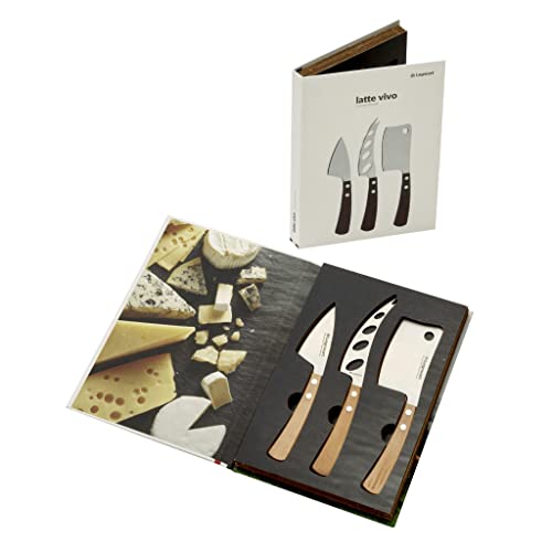 Legnoart LA-CK-10B Latte Vivo Käse-Set mit hellem Holzgriff in Holzkiste, hellbraun von Legnoart
