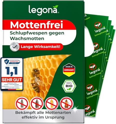 Legona Schlupfwespen gegen Wachsmotten, 1 Lieferungen mit 1 Karte für Imkerei, Bienenstock und Imkereibedarf, schonend für Bienenwachs und Honigwabe von Legona