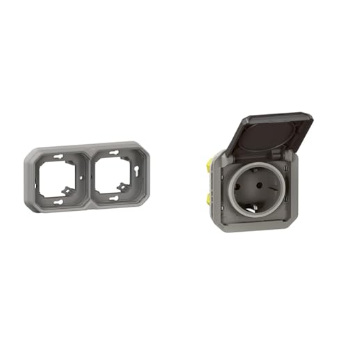 Bundle aus LEGRAND, Plexo New Feuchtraum-Unterputz-Tragrahmen, 2-fach, horizontal/vertikal, grau, 069683L+3´2x Plexo New Einsatz, Feuchtraum-Steckdose, Schraubklemmen, IP44 - IK08, grau,069571L Bundle aus LEGRAND, Plexo New Feuchtraum-Unterputz-Tragrahmen, 2-fach, horizontal/vertikal, grau, 069683L+3´2x Plexo New Einsatz, Feuchtraum-Steckdose, Schraubklemmen, IP44 - IK08, grau,069571L von Legrand