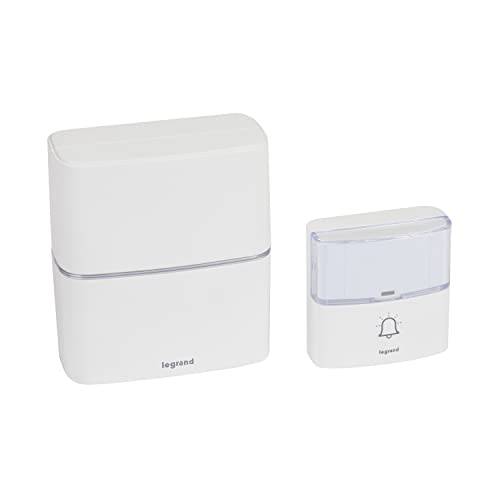 LEGRAND, Funkklingel-Set Premium, batteriebetrieben mit MP3-Funktion, Set besteht aus 1x wasserdichtem Klingeltaster (IP54) und 1x Gong mit 30 Melodien, LED-Blitzfunktion, 200m Reichweite, 094270 von Legrand
