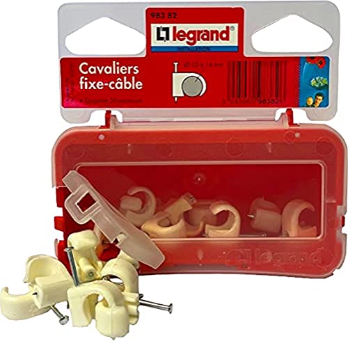 LEGRAND, Nagelschellen, Kabelschellen, Haftclips, mit eingestecktem Nagel, Größe: 10-14mm, 20 Stück, Farbe: Weiß, 098382 von Legrand