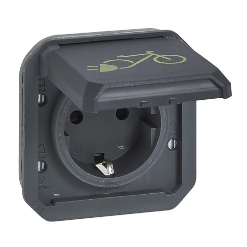 LEGRAND, Plexo New Einsatz, Schutzkontakt-Steckdose zum Aufladen von Elektrofahrrädern, 16 A - 250 V, Steckklemmen, erhöhter Berührungsschutz, Fahrrad Symbol, IP 44 - IK 08, Farbe: Anthrazit, 069886L LEGRAND, Plexo New Einsatz, Schutzkontakt-Steckdose zum Aufladen von Elektrofahrrädern, 16 A - 250 V, Steckklemmen, erhöhter Berührungsschutz, Fahrrad Symbol, IP 44 - IK 08, Farbe: Anthrazit, 069886L von Legrand