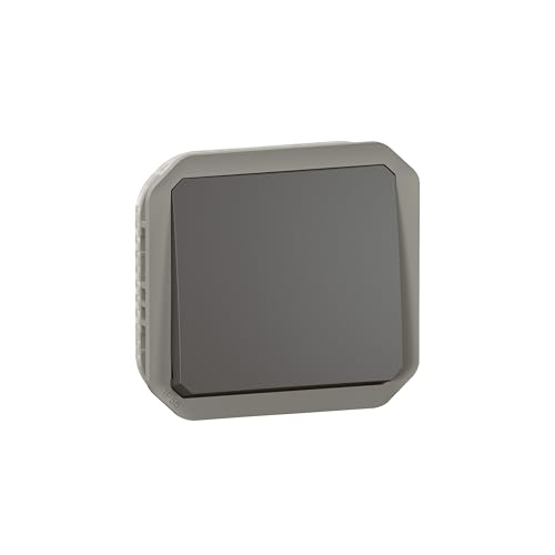 LEGRAND, Plexo New Einsatz, Taster mit Wechsel-Kontakt NO + NC Kontakt, 10A, 250V, Farbe: Anthrazit, 069841L von Legrand