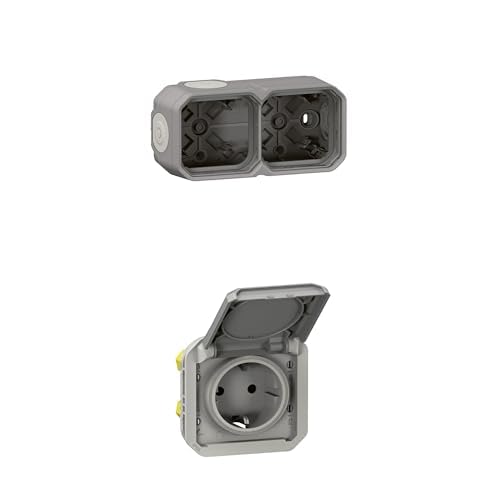 LEGRAND, Plexo New Feuchtraum Aufputzdose 2-fach, horizontal/vertikal installierbar, Grau, 069672L +2x Plexo New Einsatz, Steckklemmen, Feuchtraum-Steckdose, IP44 - IK08, Grau, 069570L LEGRAND, Plexo New Feuchtraum Aufputzdose 2-fach, horizontal/vertikal installierbar, Grau, 069672L +2x Plexo New Einsatz, Steckklemmen, Feuchtraum-Steckdose, IP44 - IK08, Grau, 069570L von Legrand