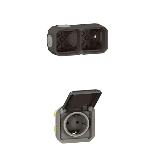 LEGRAND, Plexo New Feuchtraum Aufputzdose 2-fach, horiz./vert. installierbar, Anthrazit, 069602L +2x Plexo New Einsatz, Steckklemmen, Feuchtraum-Steckdose, IP44 - IK08, Anthrazit, 069871L LEGRAND, Plexo New Feuchtraum Aufputzdose 2-fach, horiz./vert. installierbar, Anthrazit, 069602L +2x Plexo New Einsatz, Steckklemmen, Feuchtraum-Steckdose, IP44 - IK08, Anthrazit, 069871L von Legrand