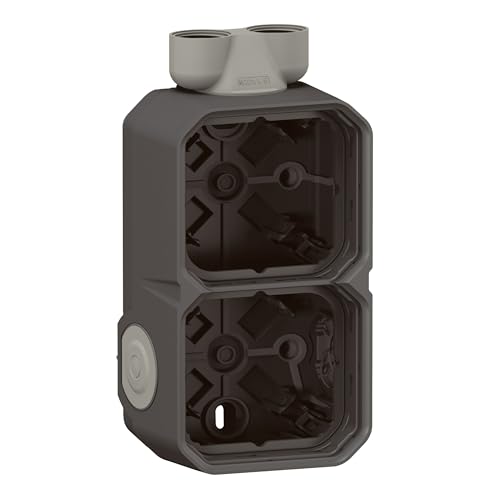 LEGRAND, Plexo New Feuchtraum Aufputzdose 2-fach, Aufputzgehäuse, 2 Membranen, 2 ISO 20 Kabelzugänge, horizontal und vertikal installierbar, Farbe: Anthrazit, 069610L von Legrand