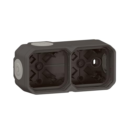 LEGRAND, Plexo New Feuchtraum Aufputzdose 2-fach, Aufputzgehäuse, 3 Membranen, 1 Kabelzugang, horizontal und vertikal installierbar, Farbe: Anthrazit, 069602L von Legrand