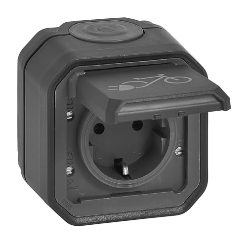 LEGRAND, Plexo New Feuchtraum-Steckdose, Aufladen v. Elektrofahrrädern & Elektrozweirädern, Schuko-Standard, autom. Anschl., inkl. Klappdeckel + Fahrrad-Markierung, 250V, 16A, Anthrazit, 069784L LEGRAND, Plexo New Feuchtraum-Steckdose, Aufladen v. Elektrofahrrädern & Elektrozweirädern, Schuko-Standard, autom. Anschl., inkl. Klappdeckel + Fahrrad-Markierung, 250V, 16A, Anthrazit, 069784L von Legrand