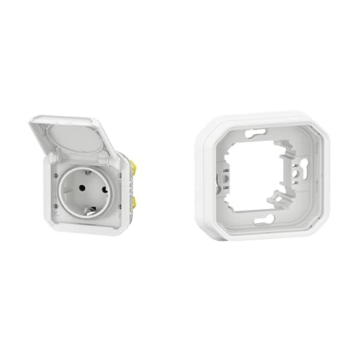 LEGRAND, Plexo New Set, Einsatz Feuchtraum-Steckdose, Berührungsschutz, Klappdeckel, Steckklemmen, 16A, 250V, IP44 - IK08 & 1-fach Feuchtraum-Unterputz-Tragrahmen, Farbe: Ultraweiß, 069640L & 069692L LEGRAND, Plexo New Set, Einsatz Feuchtraum-Steckdose, Berührungsschutz, Klappdeckel, Steckklemmen, 16A, 250V, IP44 - IK08 & 1-fach Feuchtraum-Unterputz-Tragrahmen, Farbe: Ultraweiß, 069640L & 069692L von Legrand