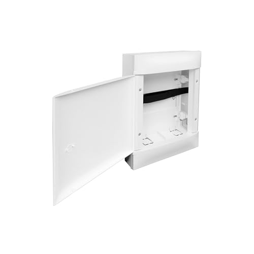 LEGRAND, Practibox S Multimedia, Aufputzverteiler mit Tür, 2x12 Module, 4x2 Module für Datenbuchsen & Telefon, 2x2 Module für Strombuchsen, vorgeschnittener Sockel, weiß, 135802 von Legrand