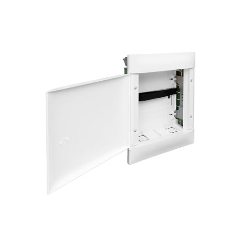 LEGRAND, Practibox S Multimedia, UP-Hohlwandveteiler mit Tür, 2x12 Module, 4x2 Module für Datenbuchsen & Telefon, 2x2 Module für Strombuchsen, vorgeschnittener Sockel, weiß, 135722 von Legrand