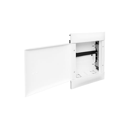 LEGRAND, Practibox S Multimedia, Unterputzverteiler mit Tür, Netzwerkschrank, 2x12 Module, 4x2 Module für Datenbuchsen & Telefon, 2x2 Module für Strombuchsen, vorgeschnittener Sockel, weiß, 135702 von Legrand