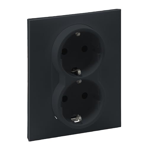 LEGRAND, SEANO 2-fach Schutzkontakt-Steckdose mit erhöhtem Berührungsschutz, Steckklemmen, 16 A, 250 V, Farbe: Anthrazit lackiert, 765425 LEGRAND, SEANO 2-fach Schutzkontakt-Steckdose mit erhöhtem Berührungsschutz, Steckklemmen, 16 A, 250 V, Farbe: Anthrazit lackiert, 765425 von Legrand