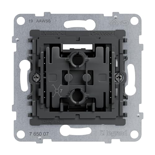 LEGRAND, SEANO Kreuzschalter-Einsatz, Schraubklemmen, LED-Beleuchtungsfunktion nachrüstbar (Artikelnummer: 764526), LED-Kontrollfunktion nachrüstbar (Artikelnummer: 764521), 10 AX, 765007 von Legrand