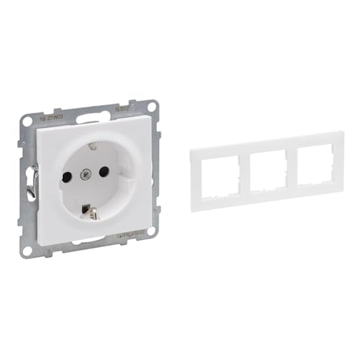 LEGRAND, SEANO Set, 3x Schutzkontakt-Steckdose mit erhöhtem Berührungsschutz, Anschlussdose, Steckklemmen, 16A, 250V & 3-fach Rahmen, halogenfreies Thermoplast, 87x158mm, Ultraweiß, 3x 765120 & 765173 LEGRAND, SEANO Set, 3x Schutzkontakt-Steckdose mit erhöhtem Berührungsschutz, Anschlussdose, Steckklemmen, 16A, 250V & 3-fach Rahmen, halogenfreies Thermoplast, 87x158mm, Ultraweiß, 3x 765120 & 765173 von Legrand