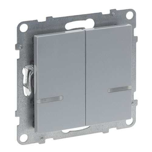 LEGRAND, SEANO with Netatmo 2-fach Schalter mit N-Leiter, 2 Schaltkanäle (je 250 W), Schrauben oder Spreizkrallen, HOME + CONTROL App, Smart Home, Farbe: Aluminium, 765742 von Legrand