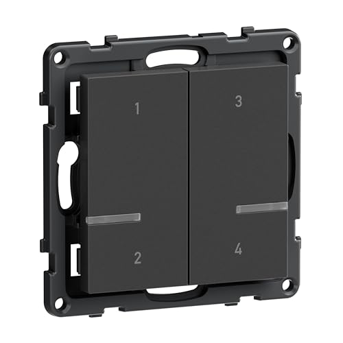 LEGRAND, SEANO with Netatmo Szenarientaster 4-fach, Abrufen von 4 individuellen Szenarien, HOME + CONTROL App, 3 V-Knopfzellen enthalten (8 Jahre Lebensdauer), Smart Home, Farbe: Anthrazit, 765935 von Legrand