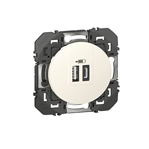 LEGRAND - Doppelsteckdose USB-A + USB-C 3 A/15 W Dooxie – konform mit EWG-Richtlinie – Umpflanzung auf 2P+T-Buchse – Weiß von Legrand