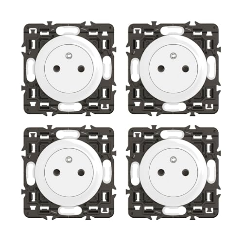 LEGRAND - Elektrische Wandsteckdose mit Erde Céliane Oberfläche – bündige Steckdose mit einziehbarem Sockel – Weiß – zur Ergänzung mit Abdeckplatten – 4 Stück von Legrand