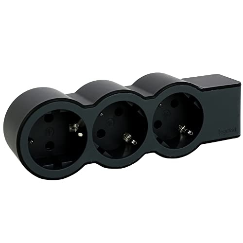 LEGRAND, Flache Steckdosenleiste, 3-fach Steckdose, Mehrfachsteckdose, ohne Kabel, Schwarz/Dunkelgrau, 694574 LEGRAND, Flache Steckdosenleiste, 3-fach Steckdose, Mehrfachsteckdose, ohne Kabel, Schwarz/Dunkelgrau, 694574 von Legrand