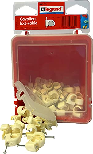 LEGRAND, Nagelschellen, Kabelschellen, Haftclips, mit eingestecktem Nagel, Größe: 10-14mm, 100 Stück, Farbe: Weiß, 098332 von Legrand