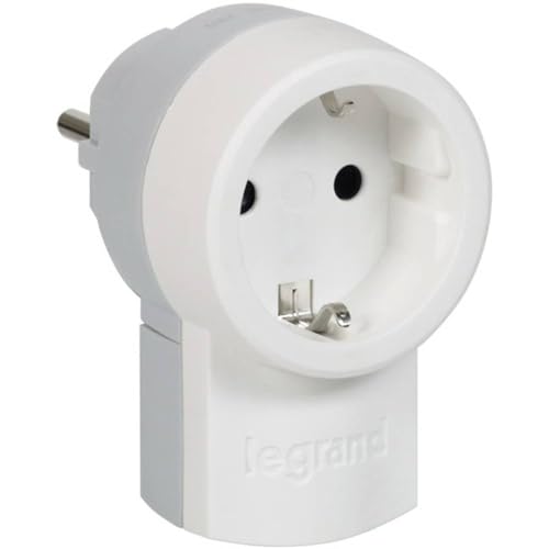 LEGRAND, Schutzkontakt-Stecker mit Steckdose, Doppelfunktionsstecker, Deutscher Standard, 2P + E, 16 A, 230 V, max. 3680 W, mit Kabelanschluss bis 3 x 1.5 mm², Farbe: Weiß/Grau, 050462 von Legrand